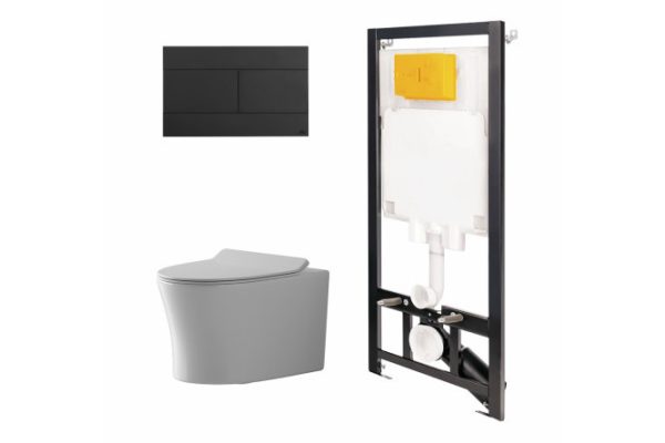 Installation with toilet and panel POINT 886914SLO3+PN41711 white, black