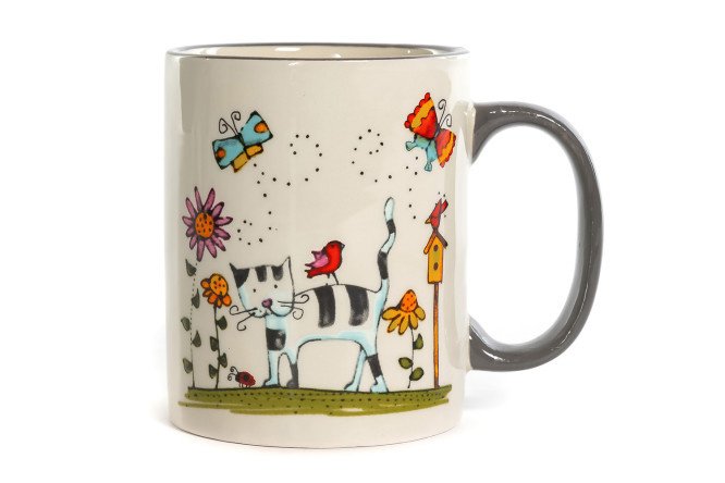 Elrington Mug Striped Cat 350 ml, Ceramic