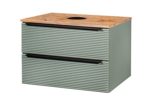 Hanging cabinet RUNO Orleans 70 cm, frame color natural oak, front green