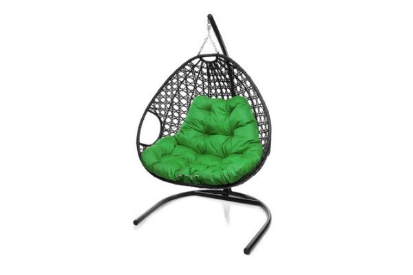 Hanging chair for two Luxury 119x186x120 cm, base and frame color white, finishing white