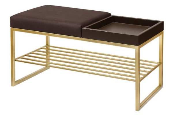 Banquette Ruby box smooth, upholstery color chestnut, legs gold