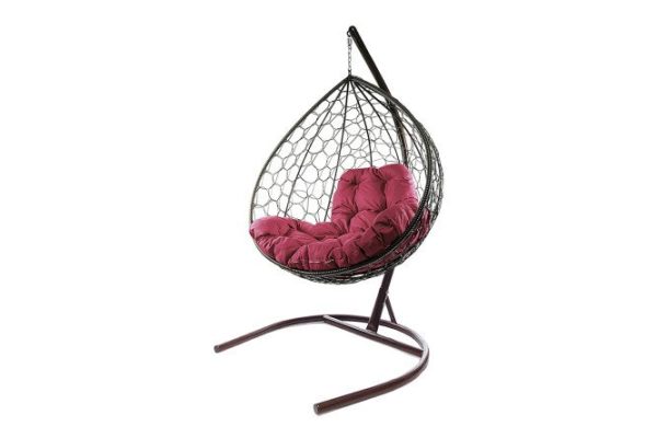 Hanging cocoon chair XL 75x186x118 cm, base and frame color brown, finishing brown