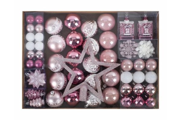 Set of Christmas balls Elegant Pink 77 pcs.