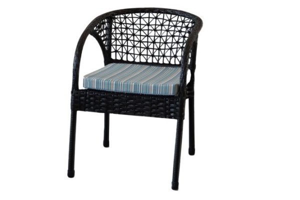 Armchair Sanremo, finishing color is dark brown, soft elements are blue