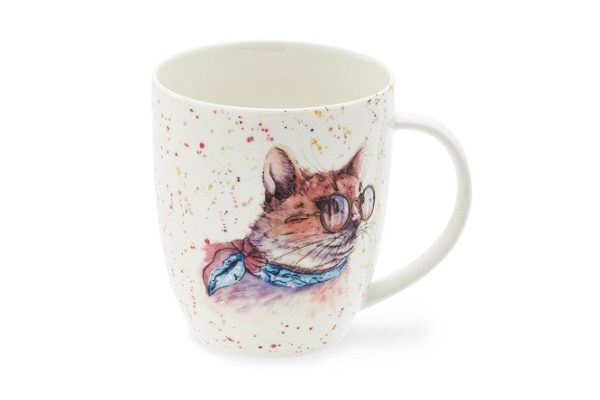 Mug Cat in glasses 420 ml, Porcelain