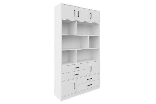 Shelving unit Virage with 4 drawers and 5 doors, white