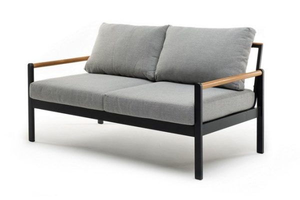 2-seater sofa Maya 138x80x78 cm, color dark gray graphite, light wood