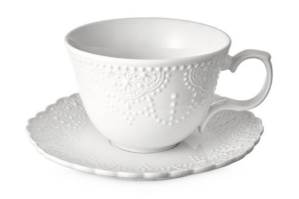 Tea cup and saucer EVIO Vivien 250 ml, Porcelain