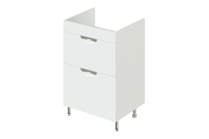 Floor-standing sink cabinet Adel 58 cm, frame color white gloss, facade white gloss