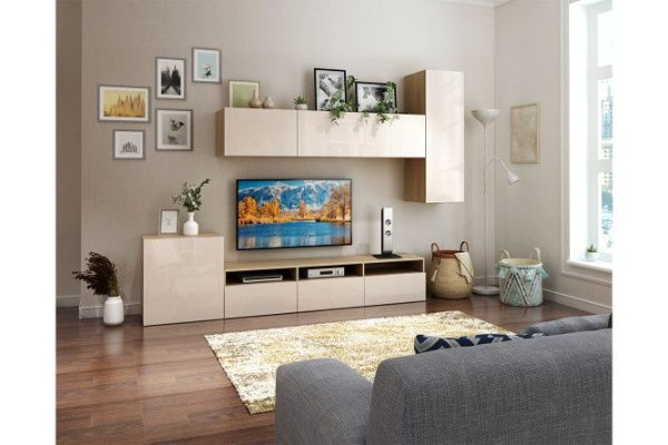 rhci61fmpiwc2nghh8okade25prfhoja.jpg Living room Oscar Amika with push-to-open cabinet, sonoma oak/cashmere gloss