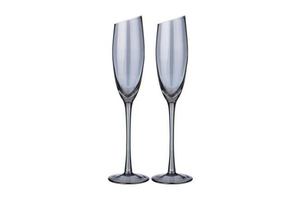 Set of champagne glasses Lefard Daisy Blue 180 ml, Glass, 2 pcs.