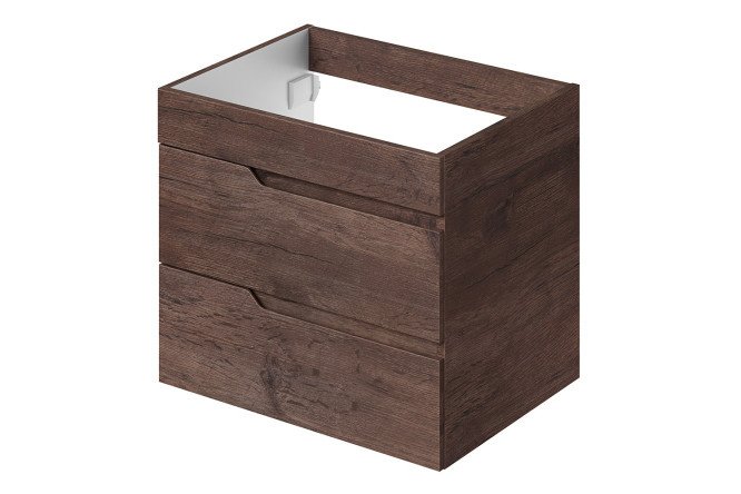 Wall-hung sink cabinet Sky 59.6 cm, frame color dark acacia, facade dark acacia