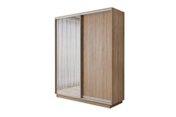 2-door wardrobe Slide-2 180x220x60 cm, Sonoma, silver, with one mirror