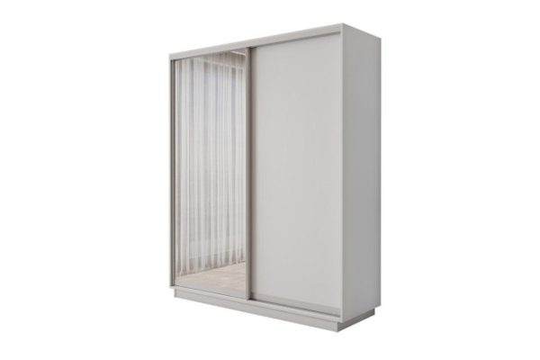 2-door wardrobe Slide-2 180x240x45 cm, white snow, silver, with one mirror