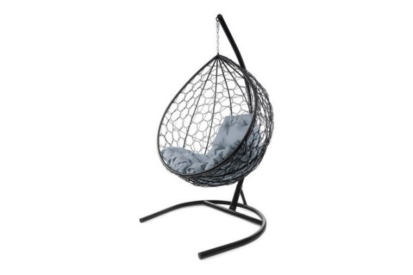 Hanging cocoon chair Drop 72x186x98 cm, base and frame color black, finishing black