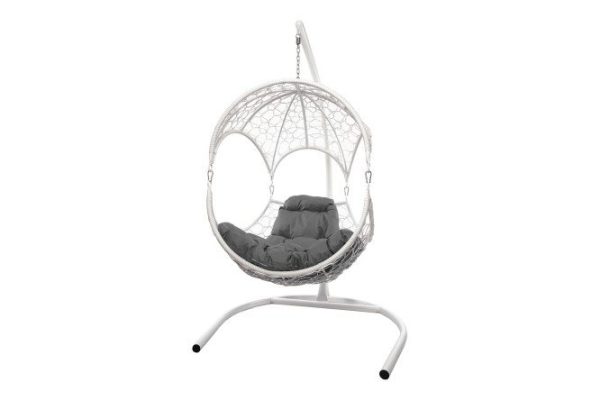 Hanging chair Walnut 113x180x110 cm, base and frame color white, finishing white