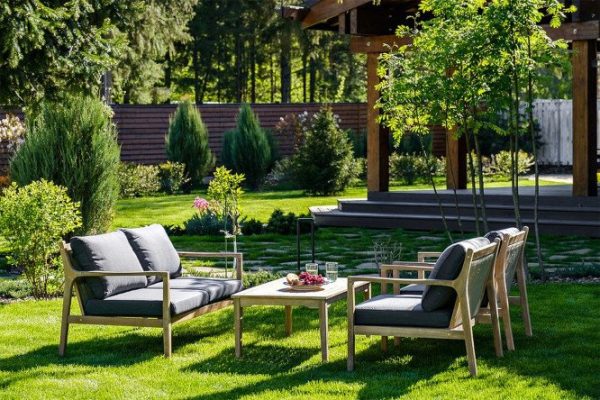 Garden furniture set Rio M frame color vintage teak, finishing vintage teak