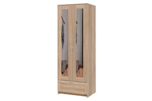 Wardrobe Sirius with 2 mirrored doors and 1 drawer