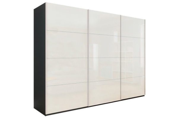 3-door wardrobe Comet 300x220x66 cm, diamond gray, white