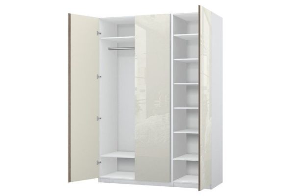 Wardrobe 3-door Oscar Nicole 150x236x60.2 cm, white, magnolia, roddy oak
