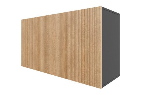 Nightstand Oscar Amelie 120x64 with doors, anthracite / wave Canadian oak