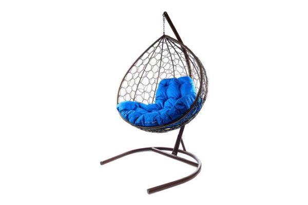 Hanging cocoon chair XL 75x186x118 cm, base and frame color brown, finishing brown