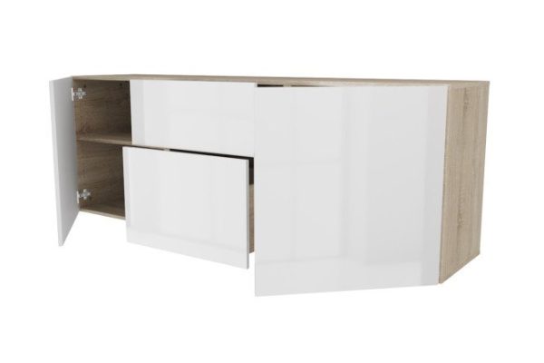 Cabinet 2 doors and 2 drawers Oscar Amika 180x64 with push to open, Sonoma oak / white gloss
