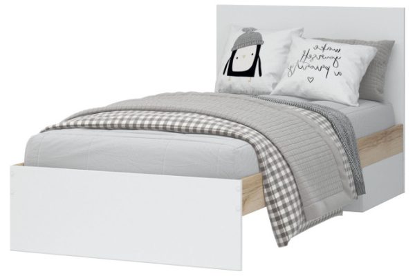 Yucca bed color oak delano, white 160x200 cm