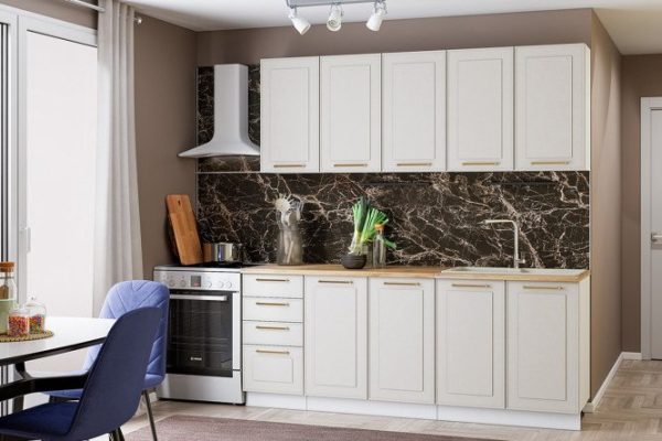 Kitchen Milena 200x210x60 cm, frame color white, facade white art