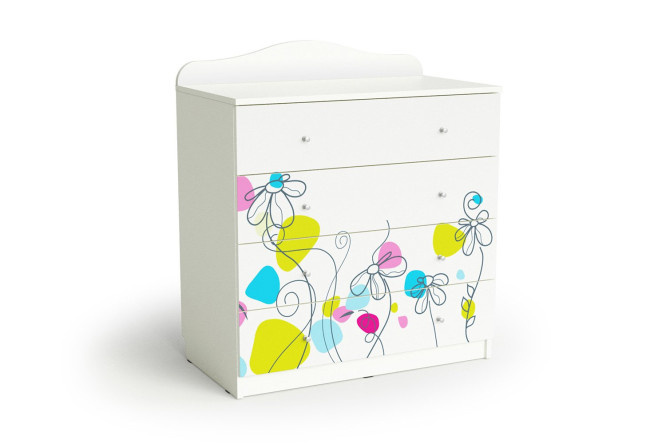 Chest of drawers with 4 drawers Flowers