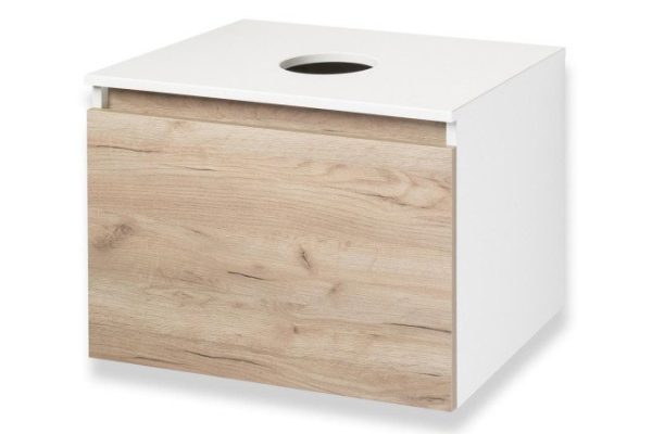 Hanging cabinet RUNO Bari 00-00001374 60 cm, frame color white, facade crafted oak