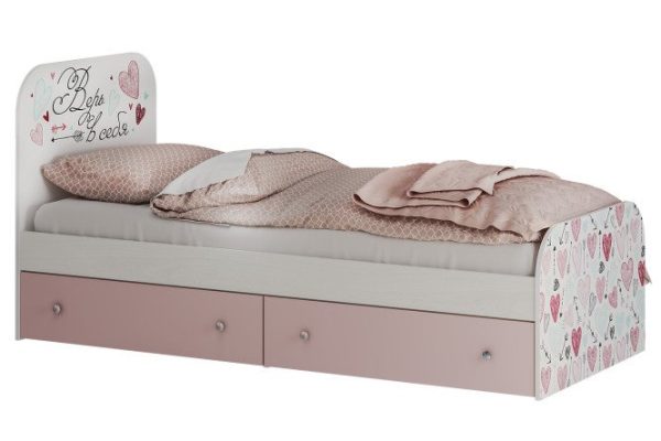 Children's bed Malibu 80x186 cm color ash white, ice cream, white with photo printing