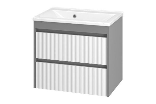 Hanging cabinet Balaton 65 BAL-06065-01-012Ya with 2 drawers 64.5 cm, frame color gray, facade white, gray