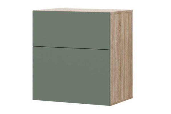 Cabinet Oscar Moon 60x64 with 2 drawers, sonoma oak / soft olive