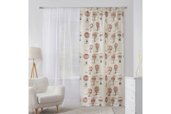Children's curtain with ribbon MICASA Leoni 1 piece, beige, red, 150x280 cm