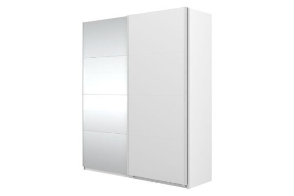 Sliding wardrobe Oscar 200x236x58 cm, white, with mirror inserts