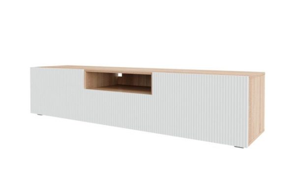 s4opeknnimo1f23nis8qhf8ruafh55sr.jpg Nightstand Oscar Amelie 180x40 with 2 doors, drawer and shelf, sonoma oak / talc wave