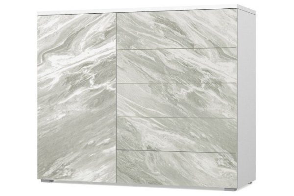 Chest of drawers Oscar Marble 125.2x109.2x44 cm, statuary, white smooth