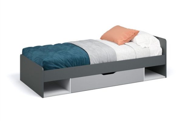 Quad bed 90x200 cm color anthracite, white, chinchilla