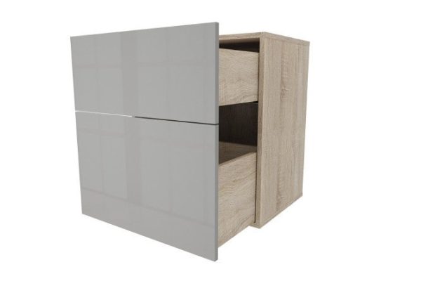 Cabinet with two drawers Oscar Amika 60x64 with closers, Sonoma oak / dusty gray gloss