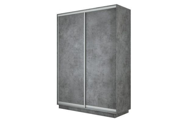 2-door wardrobe Slide-2 140x220x45 cm, Concrete/silver