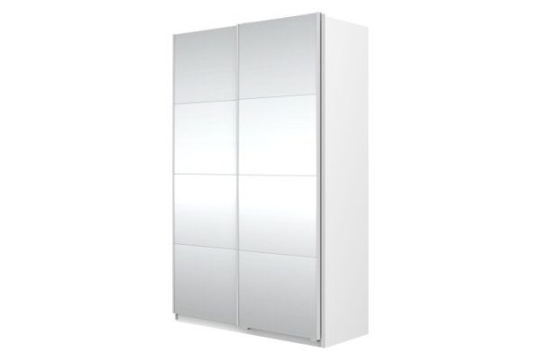 Sliding wardrobe Oscar 150x236x58 cm, white, front - mirror