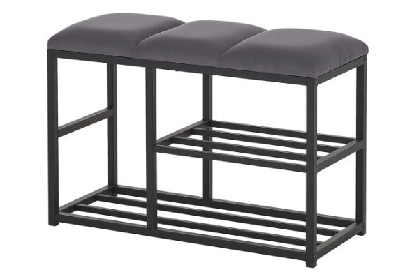 Bench Evora upholstery color gray, legs black