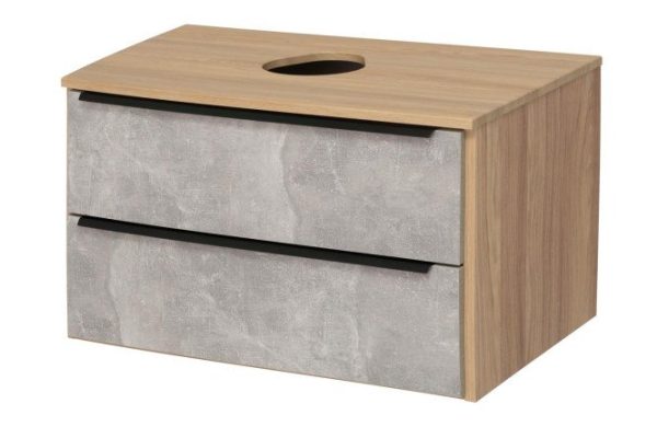 Hanging cabinet RUNO Malta 00-00001100 85 cm, frame color oak, facade gray