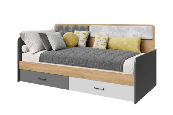 Woodstock bed 90x200 cm hickory color, graphite