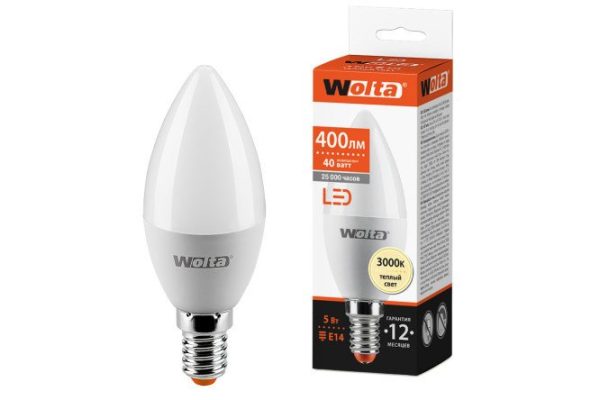 LED lamp Wolta 25YC5E14 5W, E14, Warm light