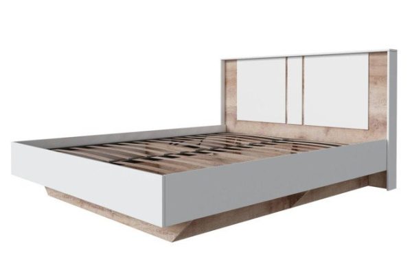 Vendela bed with lifting mechanism 160x200 cm, Sacramento oak, white smooth