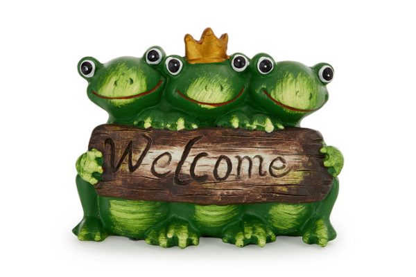 Decorative figurine of a Frog with a Welcome sign 12 cm, Magnesia