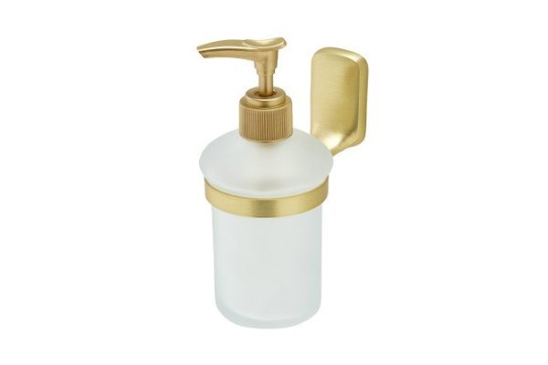 Liquid soap dispenser Gold wall-mounted 200 ml, Glass, screw fastening