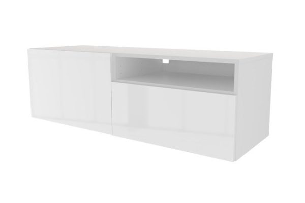 Cabinet with drawer, door and shelf Oscar Amika 120x38 with closers, white / white gloss